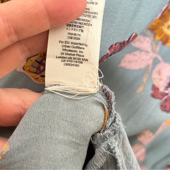 FREE PEOPLE So Fine Printed Smocked Top Sky Blue Floral {KK28} - Picture 7 of 7